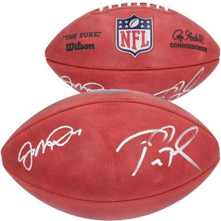 Tom Brady New England Patriots & Joe Montana San Francisco 49ers Autographed Duke Full Color Football - Fanatics Authentic Certified