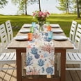 thumbnail image 4 of Table Runners 90 Inches Long Dress Scarves, Blue Coastal Farmhouse Coffee/Dining/Kitchen Table Runner for Living Room, Summer Beach Coral Shell Starfish Vintage 13x90 Inch, 4 of 9