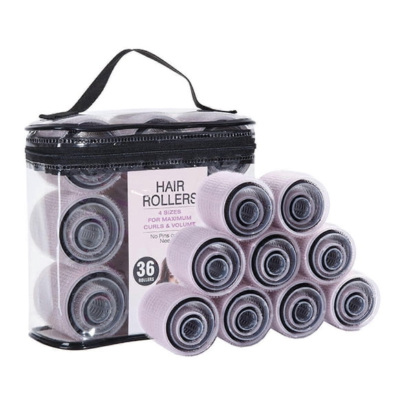 Self Grip Hair Rollers Set Heat Curling Multiple Sizes with Clips for All Hair Types Black