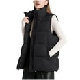 thumbnail image 3 of Patlollav Womens Down Cotton Vest Coats Casual Comfortable Pocket Zipper Sleeveless Jackets, 3 of 6