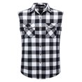 thumbnail image 2 of Fabrcox Plaid Sleeveless Flannel Shirt Men Collared Button Up Men's Tank Tops Big and Tall Color Block Breathable Streetwear Vest Shirt with Pockets Black XXL, 2 of 9