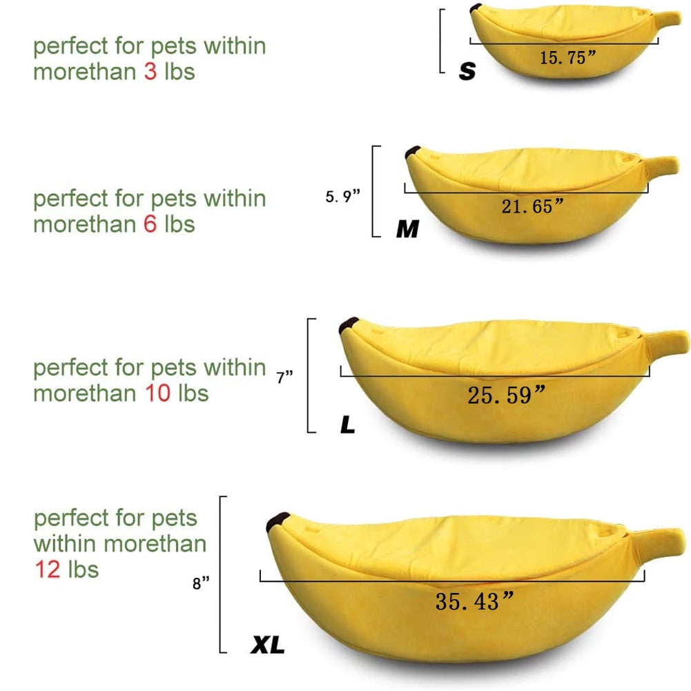 Yirtree Cute Banana Cat Bed House , Pet Bed Soft Cat Cuddle Bed, Lovely Pet Supplies for Cats Kittens Bed, Yellow