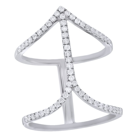 AFFY White Natural Diamond Cage Engagement Ring in 10k White Gold