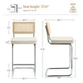 thumbnail image 3 of Zesthouse Rattan Bar Stools Set of 2, 25.6″ Linen Counter Height Chairs with Cane Back & Chrome Legs, Mid Century Cantilevered Design Barstools for Kitchen Island, Beige, 3 of 13