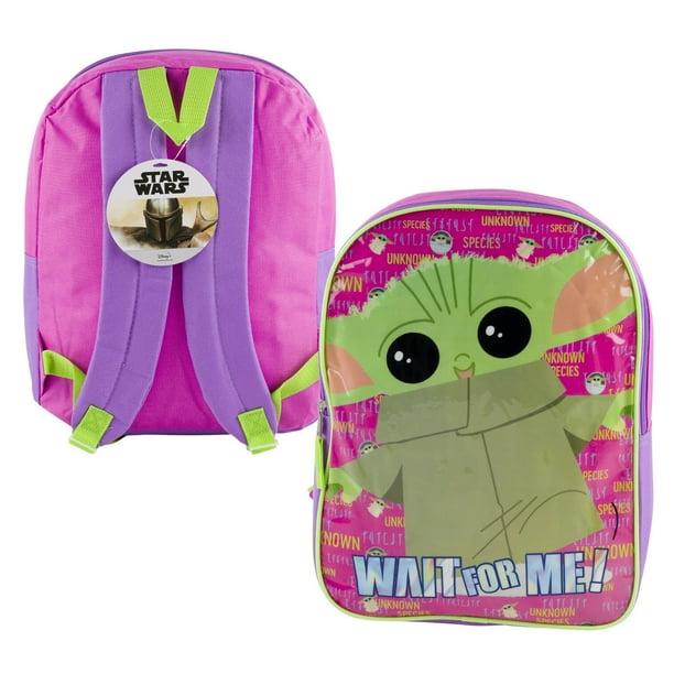 Pink Baby Yoda Backpack 15"