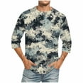 thumbnail image 1 of Camisetas de Manga Larga para Hombres Camiseta de Culturismo de Movimiento de Impresión de Camuflaje de Manga de Tres Cuartos, Mezcla de Poliéster de Lino de Algodón, 1 of 8