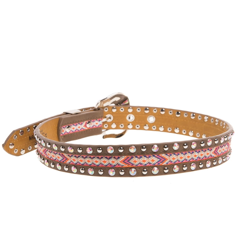 Angel Ranch Boys Girls Brown Belt w/Silver/ Studs XL Pink  display picture 1