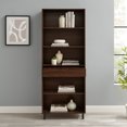 thumbnail image 3 of Walker Edison Contemporary 1-Drawer Angled Bookshelf, Dark Walnut, 3 of 11