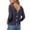 Black, variant on Women's Leaf Pattern V Neck Sweater - Reversible Long Sleeve Knit Top with Cutout Details