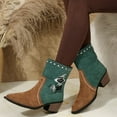 thumbnail image 3 of Mepaouo Women's Cowboy Boots Suede Cowgirl Western Short Booties Vintage Winter Slip on Dress Boot, 3 of 8