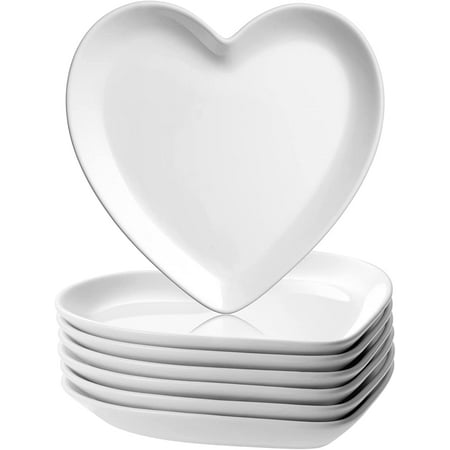 

HPJNB 12 Pieces Valentines Day Heart Shaped Bowl Ceramic White Dinner Plates 7.4 Inch Serving Dish Saucers Plates Porcelain Heart Shaped Plates Salad Plates Appetizer Plates Sushi Dipping