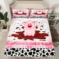 thumbnail image 2 of jejeloiu Pink Kawaii Pig Queen Sheet Sets,Milk Cow Pattern Flat Sheet,Cute Polka Dots Bowtie Queen Fitted Sheet For Girls Boys,Microfiber Bedroom Decor,4pcs, 2 of 7