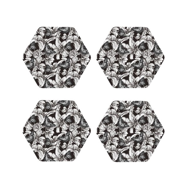 Easygdp sous-Verres en Cuir Ou Fleurs de Lys Ensemble de 4, Antidérapants, Résistants à la Chaleur pour Maison, Bureau, Cuisine (Rond, Carré, Octogone, Hexagone)-Hexagone