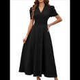 thumbnail image 1 of Vestido de Verano Elegante, Moderno e Informal con Escote en V y Corta para Mujer, Ideal para Vacaciones y Cócteles. Negro XL, 1 of 9