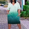 thumbnail image 2 of Feancey Womens Plus Size Midi Dresses with Pockets Summer Trendy Gradient Print T Shirt Dress Loose Fit V Neck Short Sleeve Vacation Dresses with Pockets Multicolor XXL, 2 of 6