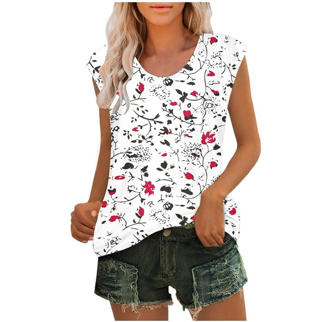 Birdeem Débardeur pour Femmes, Manches Courtes, Été, Décontracté, Basique, Blouses Amples