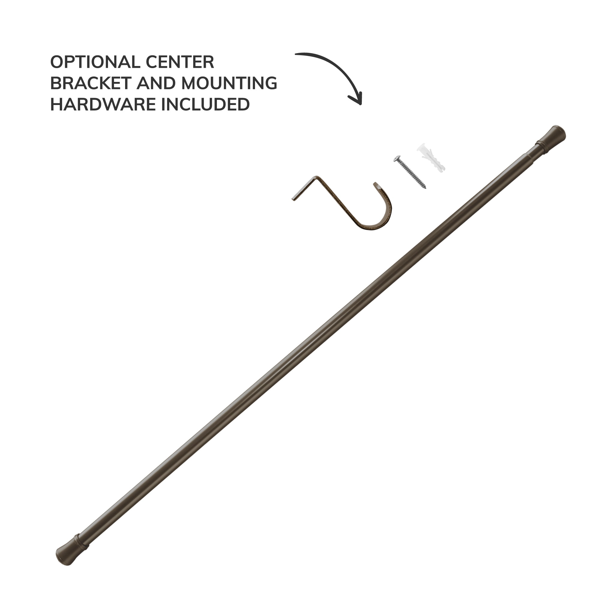 Mainstays Adjustable Tension Window Curtain Rod, 1" Diameter, 48" - 84" Oil Rubbed Bronze