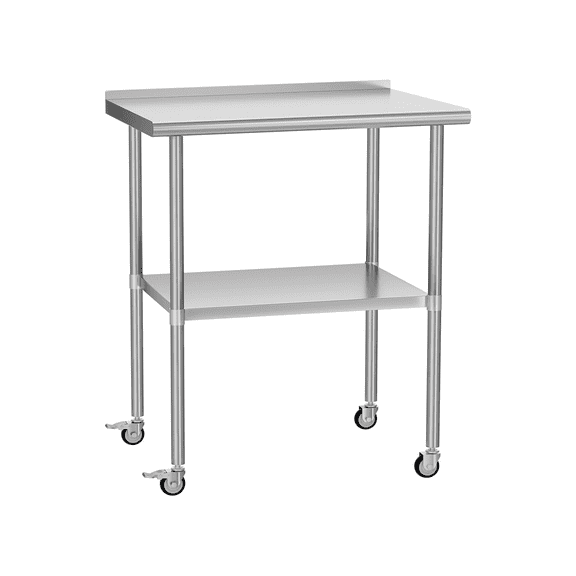 Dining Tables Stainless Steel Table 24 x 30 Inches Metal Work Table Adjustable Undershelves With wheels for Commercial Kitchen, Outdoor, Restaurant, Hotel & Garage,Coffee Tables