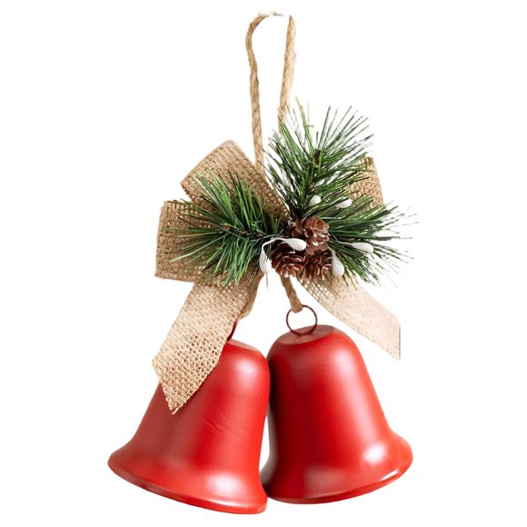 Valentines Bell Valentines Bell Ornament 9 Inch Red Holiday Bells with Burlap Bow and Jute Rope Hanger Rustic Farmhouse Tree Decoration for Valentines Home Holiday Decor Valentines Day Decorations