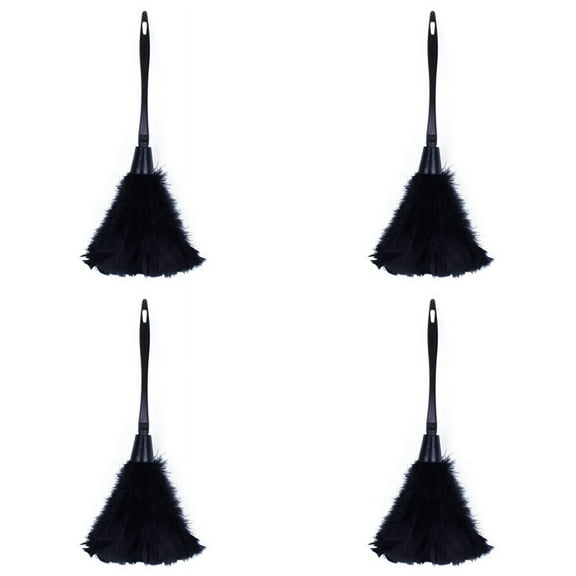 4Pc Fashion Turkey Duster with Black Plastic Handle Cleaning Tool(Black)35cm