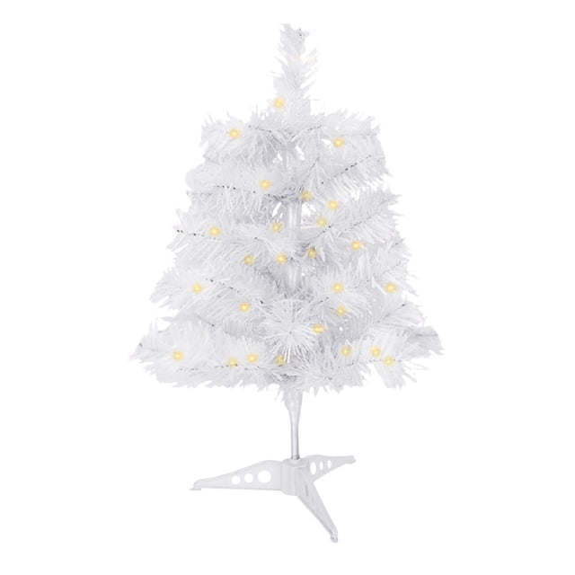 White S White Pre-Lit Flocked Pvc Christmas Tree, 45Cm Led Artificial Xmas Tree For Home Decor, With Stand Included