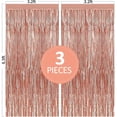 thumbnail image 2 of Rose Gold Tinsel Foil Fringe Curtain, 3 Pack Metallic Glitter Curtains Backdrop Streamers, 3.2ft x 6.5ft Backdrop for Birthday,Bachelorette Party,Photo Booth Party Decorations, 2 of 8