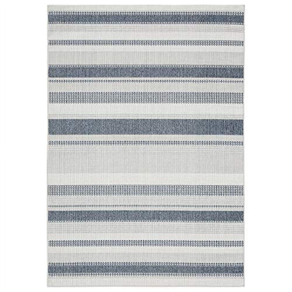Home Dynamix Tripoli Mateo Modern Striped Indoor/Outdoor Area Rug, Dark Blue/Cream, 5'3"x7'3"