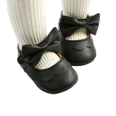 

2Pcs Infant Shoes Newborn Baby Girls Headband Set Bowknot Soft Sole PU Leather Flats Crown Hairband First Walker Anti Slip Loafers 0-18M
