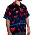 thumbnail image 2 of Valentine's Day Love ECG Men's Short Sleeve Beach Shirts, Casual Button Down Poplin Printed Summer Tops - Unisex, 2 of 6