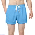 thumbnail image 2 of Huanglei Men's Casual Shorts ,Athletic Shorts For Basketball Training Gym Workouts Loose Fit Casual Running 3 4 Inch Inseam Comfort (Blue ,Large), 2 of 6