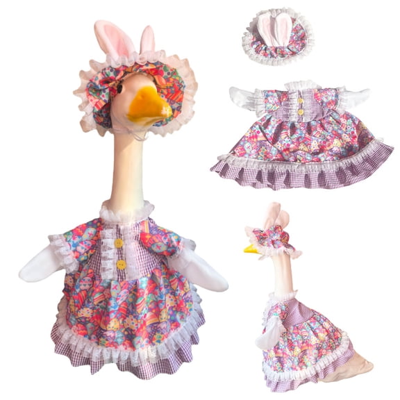 Easter Goose Outfits Irish Porch Goose Clothes Fits 23" Cement Plastic Goose Statue for Easter Lolita Outdoor Garden Lawn Yard Patio Art Decor