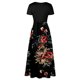 thumbnail image 5 of Puntoco Falda Larga Estilo Resort Con Estampado De Patchwork De Manga Corta Para Mujer Negro S,Regalos Para Mujer Joven, 5 of 5