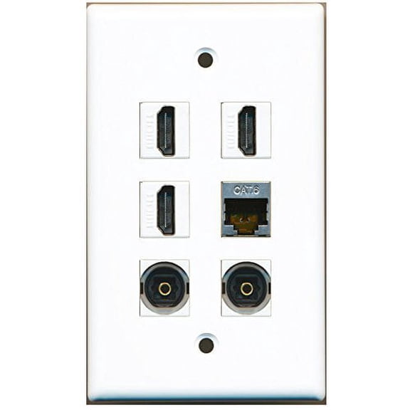 RiteAV - 3 HDMI 1 Port Shielded Cat6 Ethernet 2 Port Toslink Wall Plate