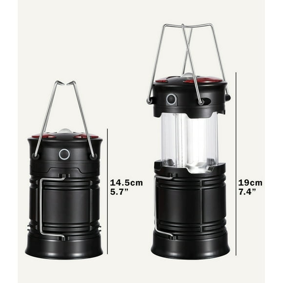 Collapsible Rechargeable Camping Lantern Flashlight COB LED Emergency Light - Magnetic Base, Flashlight, RED SOS & Emergency Light, Handle & Hanging Hook