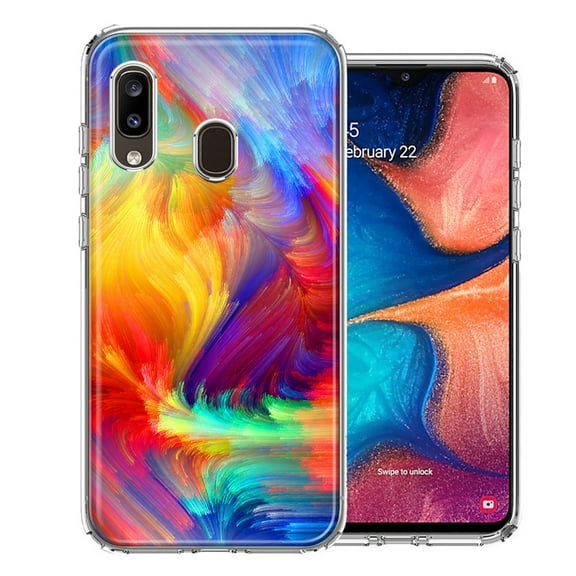 MUNDAZE For Samsung A20 Feather Paint Design Double Layer Phone Case Cover