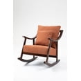 thumbnail image 4 of Mid Century Modern Accent Rocking Chair, Linen Fabric Upholstered Glider Rocker Armchair With Solid Wood Base, Comfy Nursery Reading Chair for Living Room Bedroom Balcony, 4 of 6