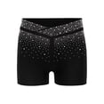 thumbnail image 3 of Moggemol Kids Girls Sparkle Rhinestone Ballet Jazz Set Crisscross Back Crop Tank Top V-Front Performance Shorts Black 10, 3 of 4
