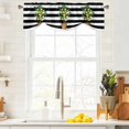 thumbnail image 3 of Tie Up Valance Curtain for Kitchen, Spring Summer Lemons Leaves Basin Rod Pocket Short Curtains Adjustable Tie-Up Shade Valances, Black White Stripes Window Treatment for Bathroom Living Room Bedroom, 3 of 9