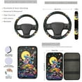 thumbnail image 3 of Yuyamidu Funny Frog Car Seat Cover Full Set of 13 Hippie Mushroom Steering Wheel Cover Seat Belt Covers Car Center Control Cover Cup Coasters Key Ring Auto Accessories, 3 of 6