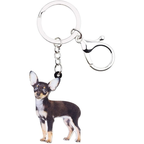 WEVENI Porte-Clés Chihuahua Acrylique Mignon Accessoires pour Femmes Filles Sac à Main Voiture