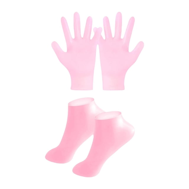 Guantes de silicona y calcetines para mujeres, spa Ligero, práctico para el cuidado de las manos, de cuidado de las manos para el Rosa