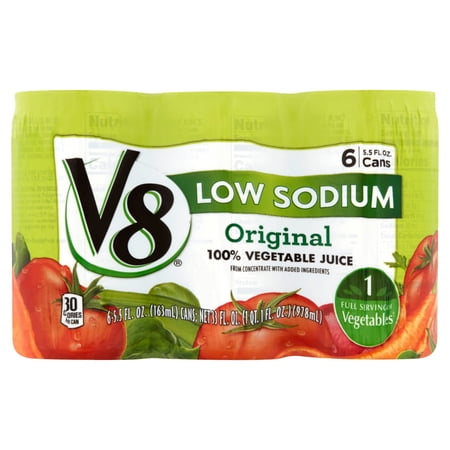 V8 Vegetable Juice Low Sodium Original 6Pk-5.5 Oz Package May Vary