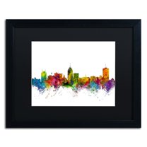Trademark Fine Art 'Fresno California Skyline' Canvas Art by Michael Tompsett, Black Matte, Black Frame