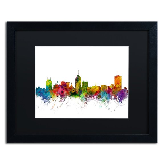 Trademark Fine Art 'Fresno California Skyline' Canvas Art by Michael Tompsett, Black Matte, Black Frame