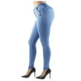 thumbnail image 4 of Fashion2Love Women's Juniors Colombian Design Butt Lift Push Up Mid Waist Skinny Jeans, 4 of 9