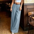 thumbnail image 4 of Aimik Women's High Waist Pleated Wide Leg Dress Pants Solid Color Straight Leg Trousers with Belt Work Business Long Pant, 4 of 6