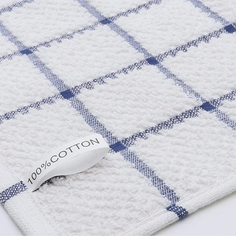   Basics 100% Cotton Kitchen Dish Cloth (12x12) & Towel  (26x16) Set, Absorbent Ringspun - 8-Pack, Blue Stripe : Home & Kitchen