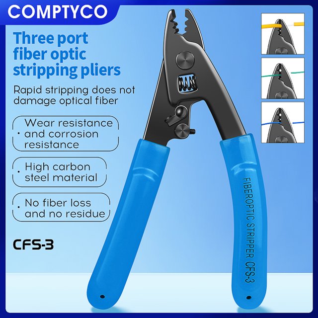 COMPTYCO VCFS-30 Alicates pelacables de fibra de tres puertos de acero inoxidable herramienta FTTH pelacables de fibra óptica