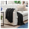thumbnail image 2 of Chen xin Premium Textured Knit Throw Blanket with Tassels - Soft, Cozy Blanket for Couch, Bed, Living Room - 50" x 65” - Black, 2 of 8