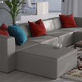 thumbnail image 5 of Sectional Sofa Set, Faux Vegan Leather, Grey Gray, Modern Contemporary Urban Design, Living Lounge Room Hotel Lobby Hospitality, 5 of 10